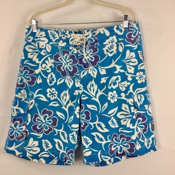 Vintage 90’s Island X Hawaii Tropical Board Shorts Size 36 - Picture 1 of 6